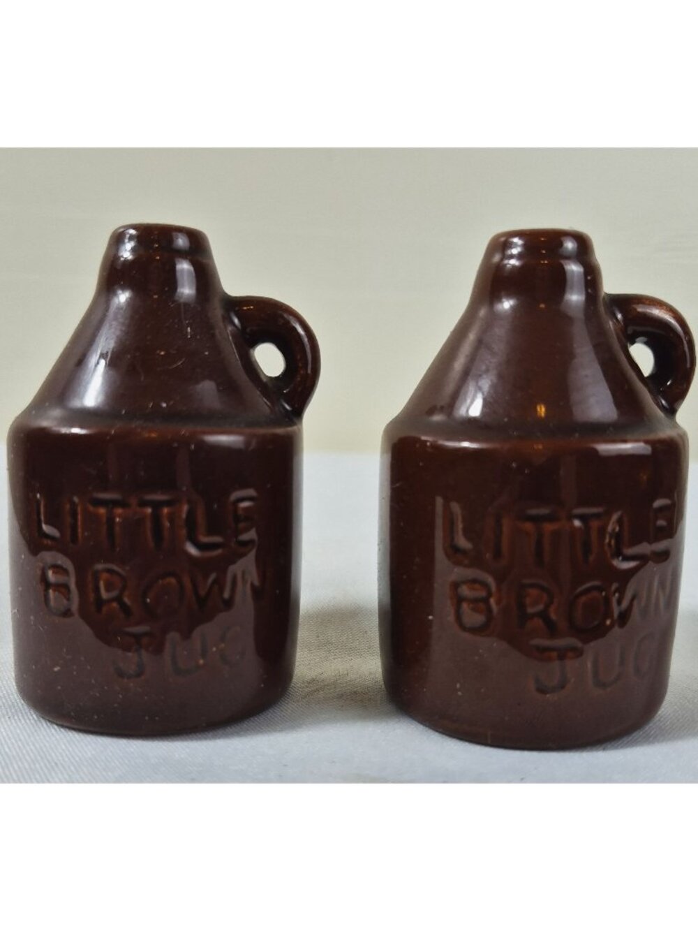 Vintage Little Brown Jug Salt & Pepper Shakers Japan 1960's